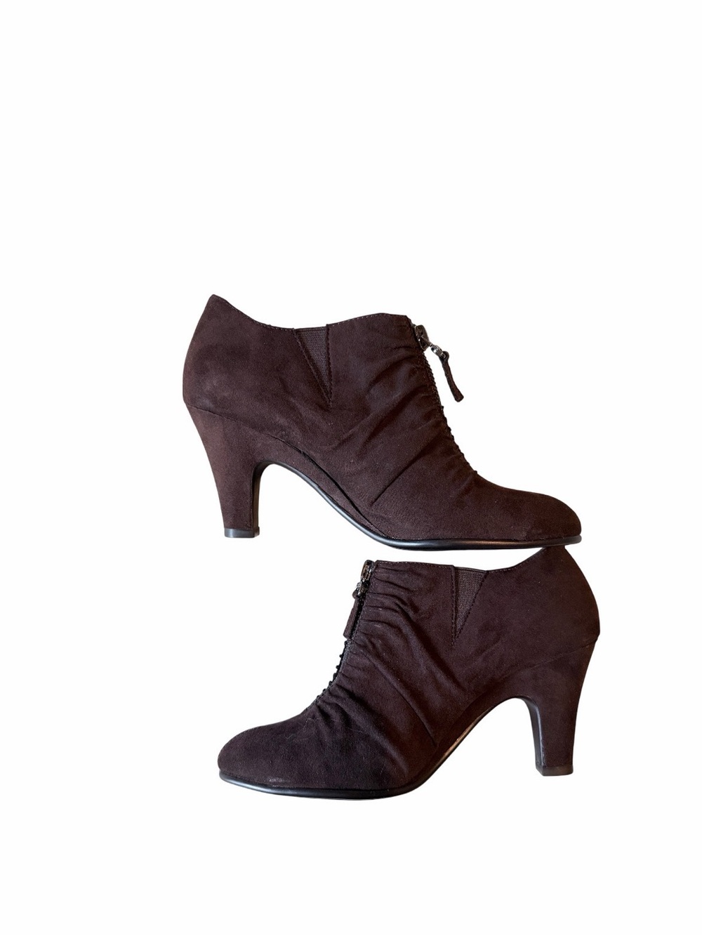 Y2K Naturalizer Dark Brown Suede Ankle Booties with Front Zip